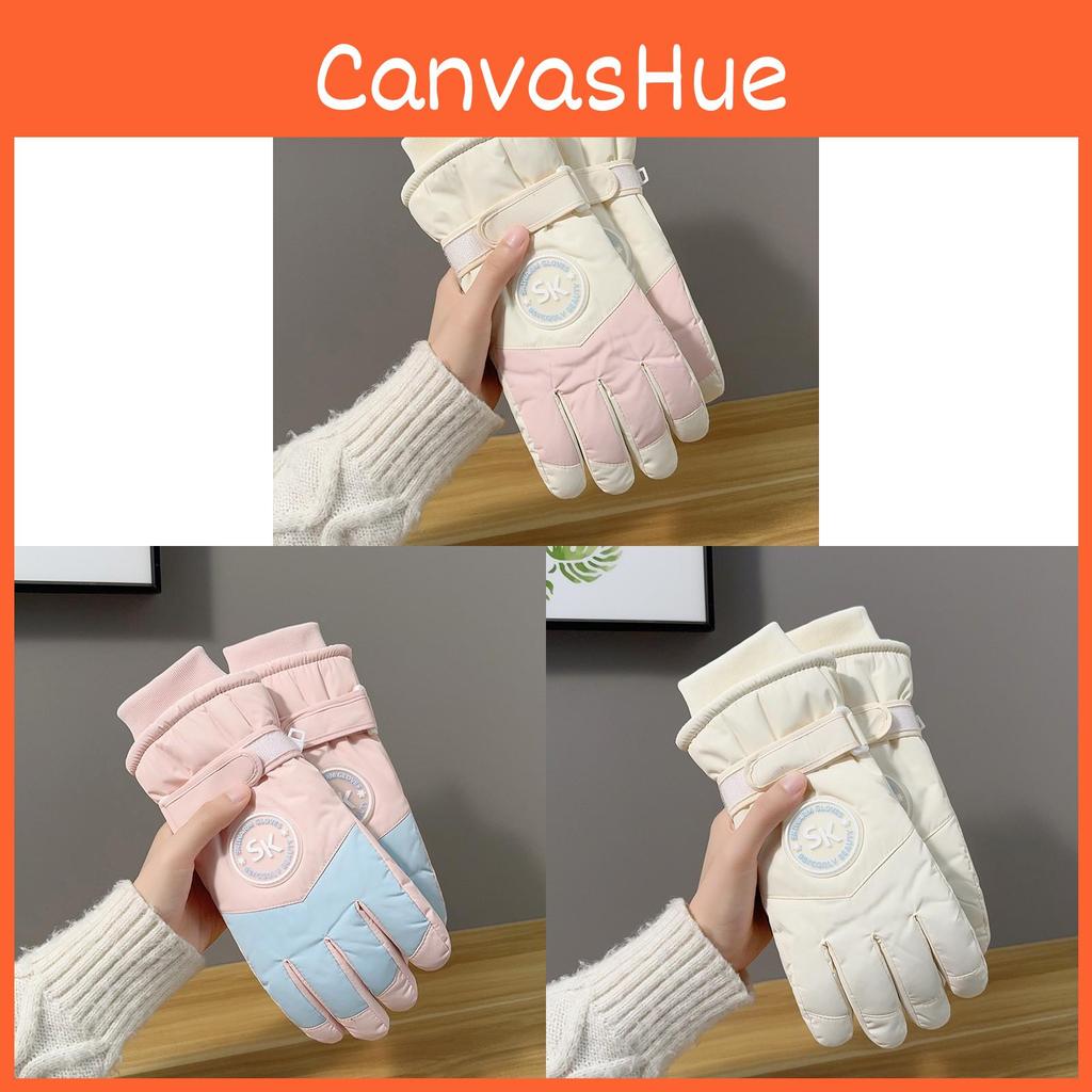 Snow Ski Gloves For Women Waterproof Touchscreen Warm Thick Polyester For Winter Skiing