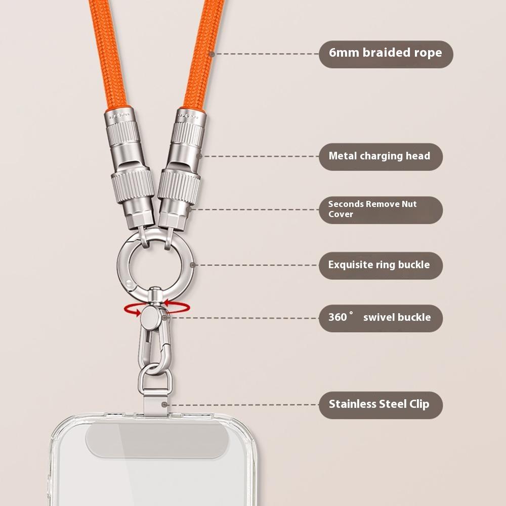 90cm Halsband 27W Ladekabel Handy-Lanyard Handy-Sicherungsleine mit Typ-C zu L-Port Stecker