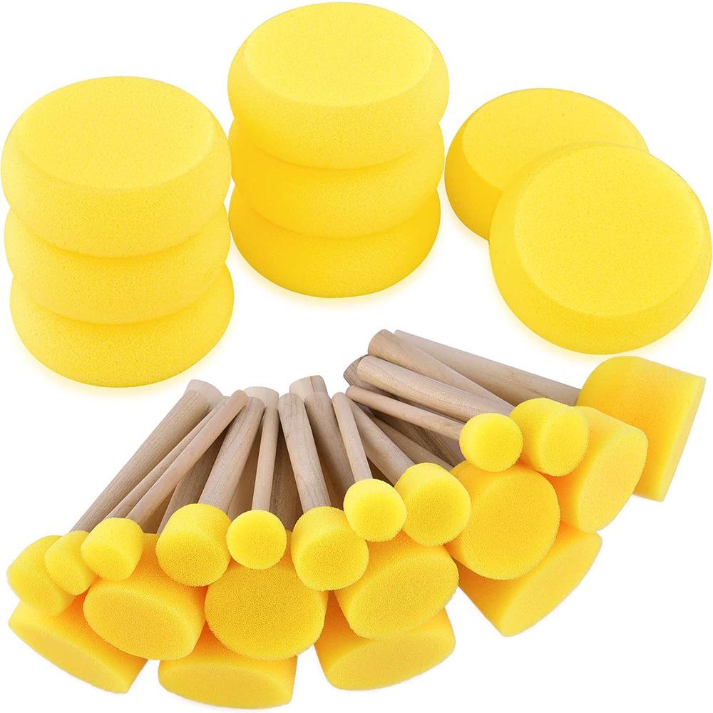 30-Piece Round Sponge Brush Set for Kids’ Art & Crafts
