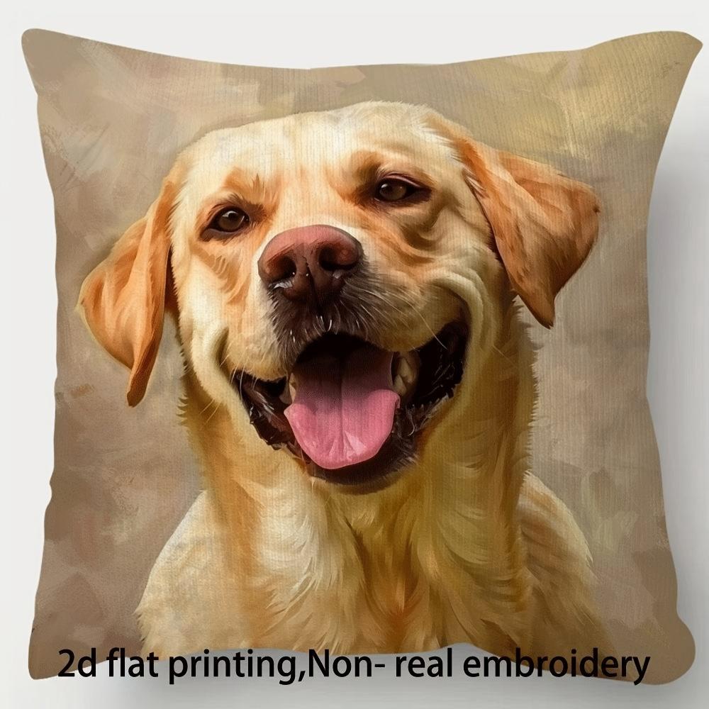 1pc, Labrador Dog Smiling, Oil Painting Style Illustration, Suitable for Sofa, Single-Sided Print, Perfect Home Decor and Holiday Gift, Housewarming G
