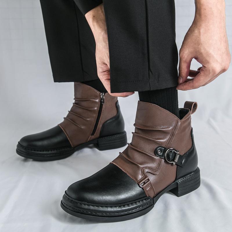 Martin Stiefel Herren Winter Kurzstiefel High-Top Lederschuhe Herren Britischer Stil Übergröße Herren Chelsea Boots Trendige Lederstiefel