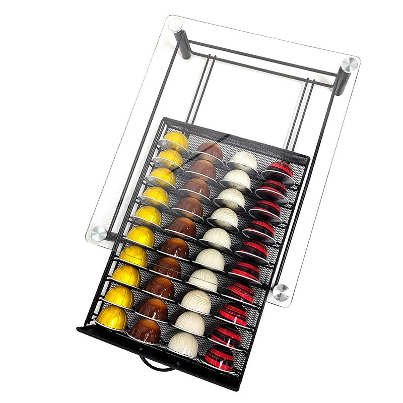 40/60pcs Coffee Capsule Display Rack Storage Drawer Bar for Desktop Tea Bag Storage Box Coffee Machine Base Drawer Storage Rack