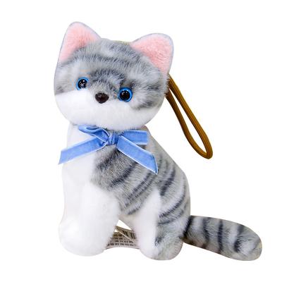 New Squatting Simulation Kitten Plush Toy Cute Kitten Doll Pendant Keychain Bag Hanging Birthday Gift
