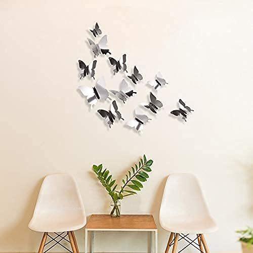 12pcs 3D Mirror Butterfly Wall Stickers Removable DIY Wall Painting Party Wedding Decoration Living Room Decals Home Room Decor