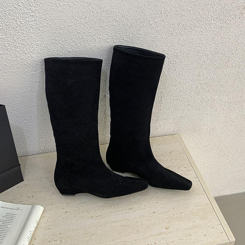 

Fashion Flock Fashion Flats Women Knee High Boots Casual Female Slip On Shoes Pointed Toe Ladies Long Modern Boots Shoes 35 чёрный