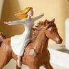 Girl Riding Horse Figurine Hand-Painted Women On Horse Resin Statue Sculpture Home Office Decoration
