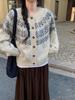 Women's Autumn/Winter Fair Isle Jacquard Knit Cardigan - Round Neck, Single-Breasted, Loose Fit Sweater Coat