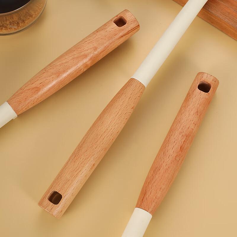 Huaqingge Wood Handle Silicone Slotted Spoon