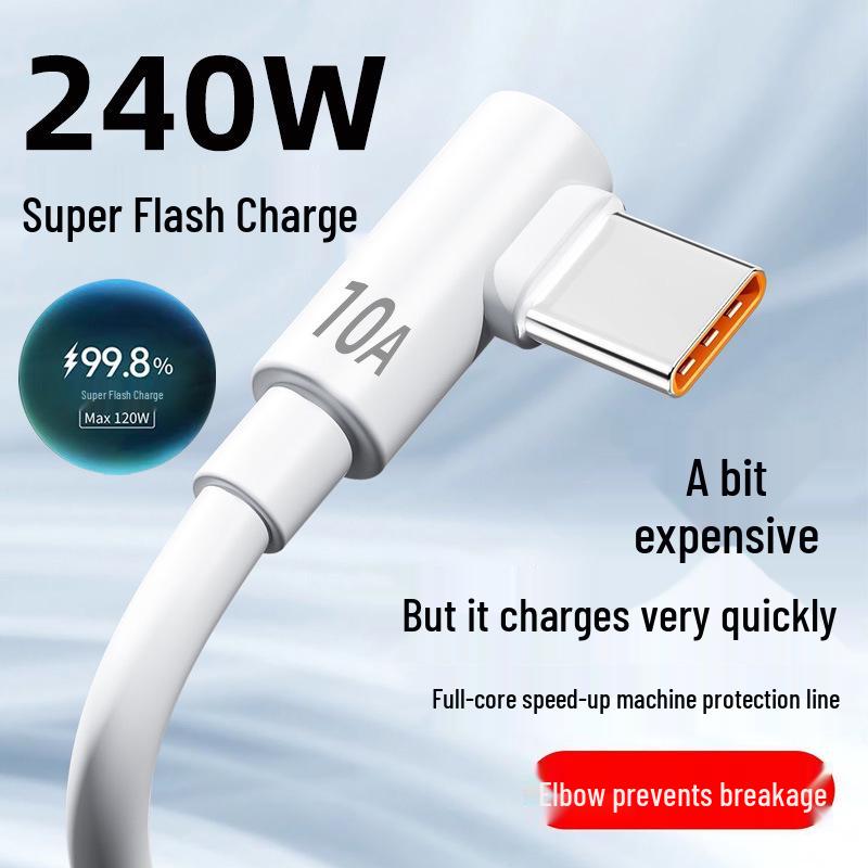 Elbow 240W Super Flash Charge Type-C Cable for Huawei, Vivo, Oppo, and Honor Phones
