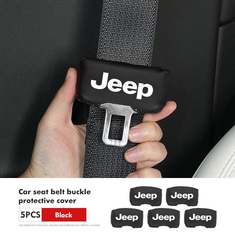 Car Seat Belt Buckle Plug Leather Car Seat Belt Clip Protective Covers For uhf9 Grand Cherokee Wrangler JK Renegade Gladiator rf3