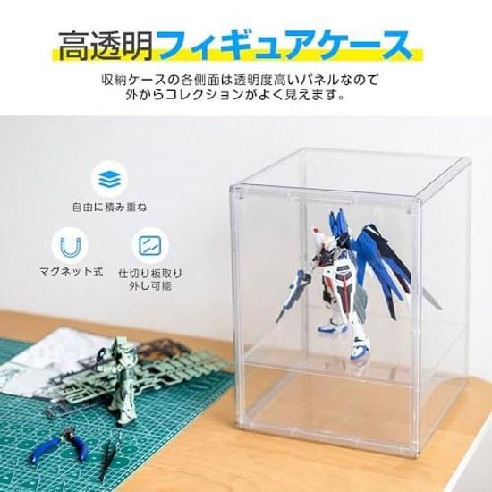 Hachiban-ya Figure Case Storage Transparent Display Magnetic Door Collection Stackable Width 29.2cm Depth 25cm Height 40cm Clear One