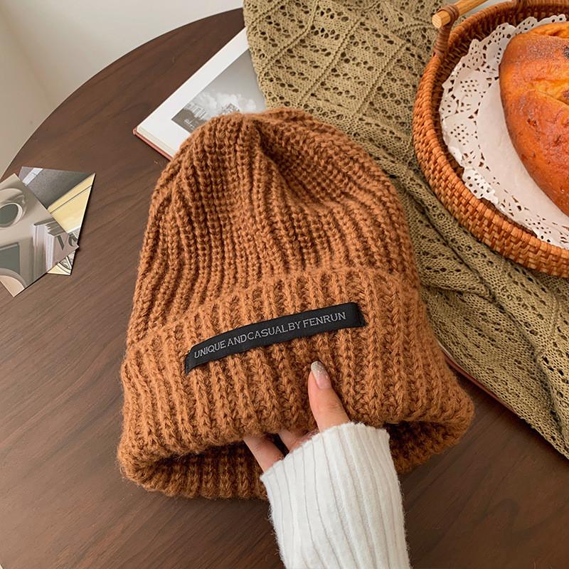 Elegant And Stylish Womens Knit Beanie Warm Cotton Hat With Trendy Design Letter