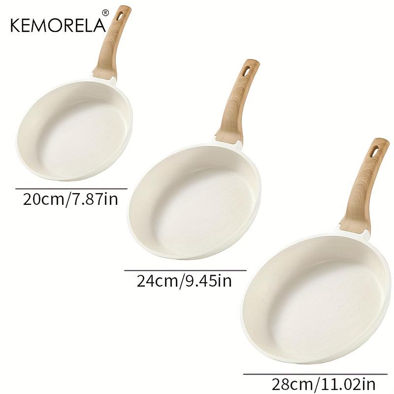 

3PCS Ceramic Frying Pan Set Nonstick Healthy Cooking for Omelet & Steak Heat Resistant Handle Dishwasher Safe 3PCS білий