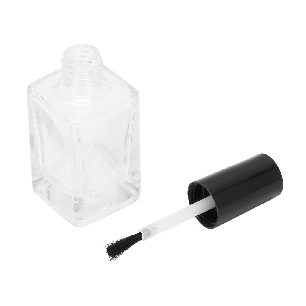 Transparent Empty Nail Polish Bottle with Cap Brush Clear Nail Polish Container 10ml