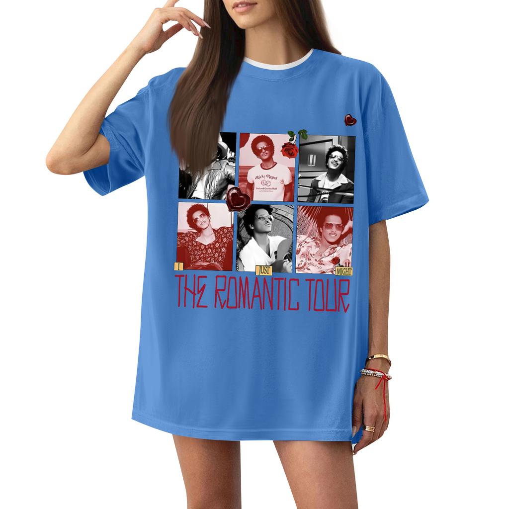 Women's Casual Printed T-Shirt Round Neck Pullover Short Sleeve Top