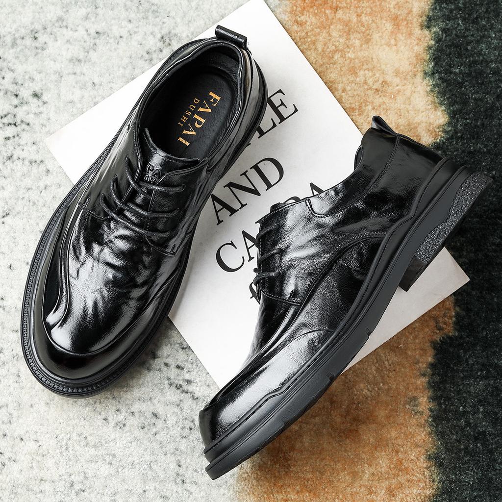 2025 Leather Shoes Men's Leather High-end Fashion Men's Shoes British Style Business Casual Wedding Derby Shoes Dress Commuter