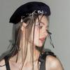 Beret with Metal Chain Painter Hat Cabbie Hat Grandpa Hat for Autumn Winter
