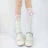 Japanese-style Lolita black bow knee-high socks for women with white lace jk Flattering lace trim for the legs