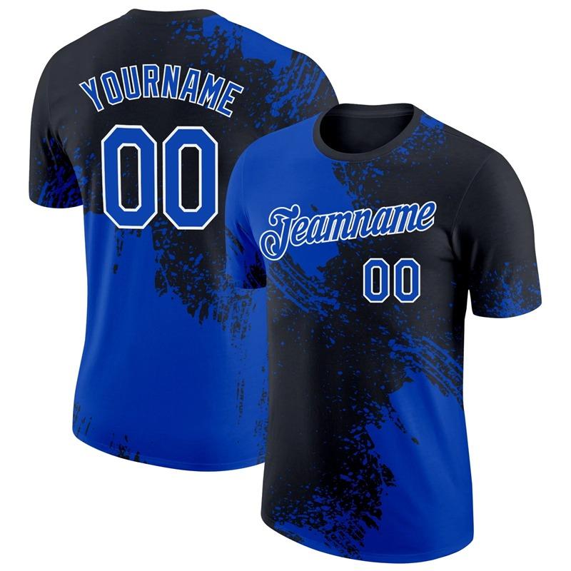 Individuelles Name Nummer 3D Farbblockmuster T-Shirt Neues Design Pop Herren Fußball Kurzarm Oberteile Schnelltrocknend Unisex Individuelle T-Shirts