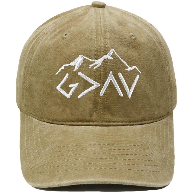 Mountain peak GOD symbol embroidered baseball cap retro dad hat men's and women's leisure outdoor hiking visor