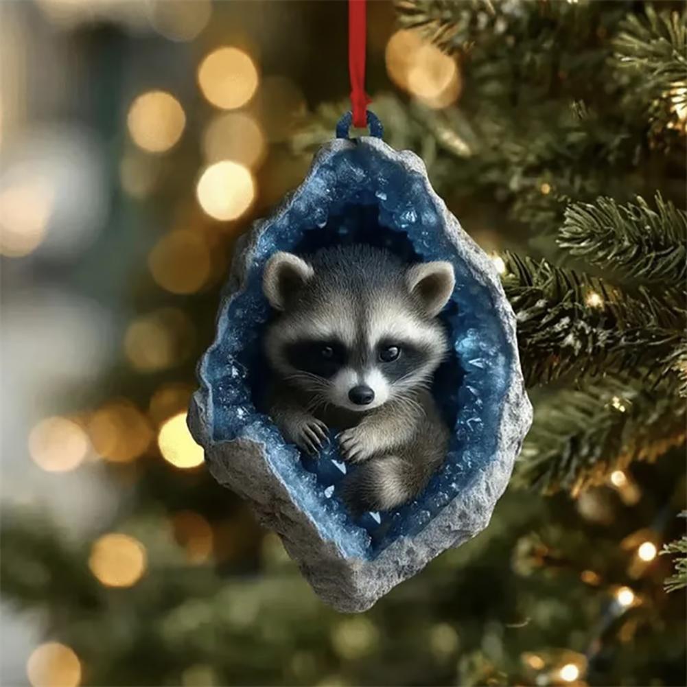 Christmas Ornament Oval Acrylic Warm Atmosphere Holiday Decor Acrylic Forest Advent Calendar Hanging Ornaments for Christmas