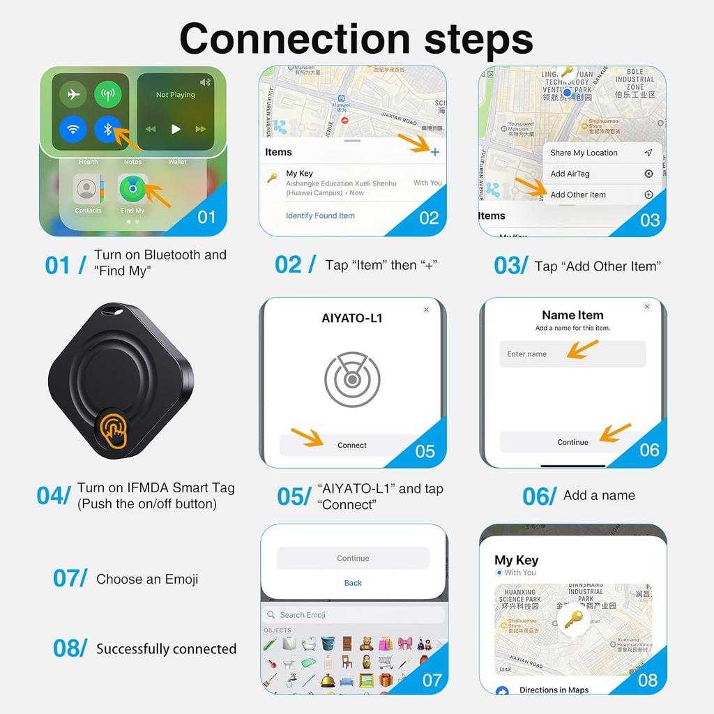 Tags-2 Pack Air Tracker, Key Finders and Item Finder Locator with Sound, Smart Tag Bluetooth Trackers Compatible with Apple Find My (iOS Only),