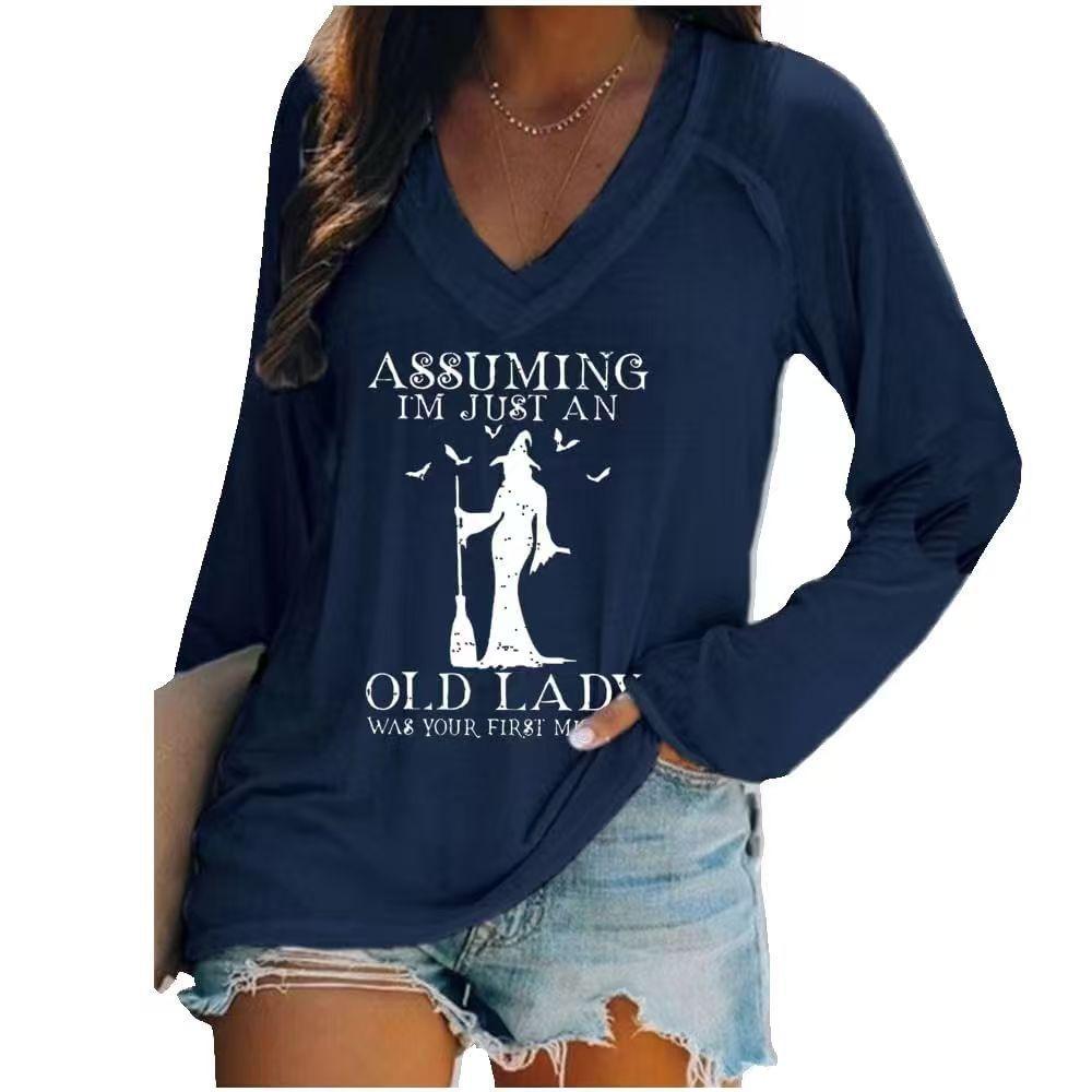New Easter 3D digital printed women's V-neck long sleeved T-shirt