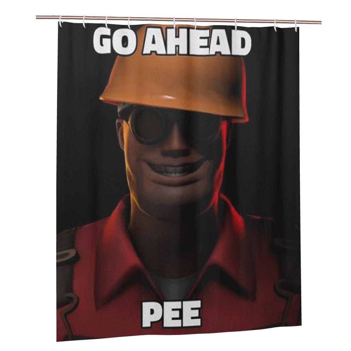 

Tf2 Go Ahead Pee Classic Shower Curtain Bathroom Polyester Waterproof Bath Curtains With Hooks W60H190(CM)-1 Pcs
