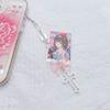Beaded Wrist Strap Cross Pendant Keyring Hollow Heart Bead Wrist Strap Y2k