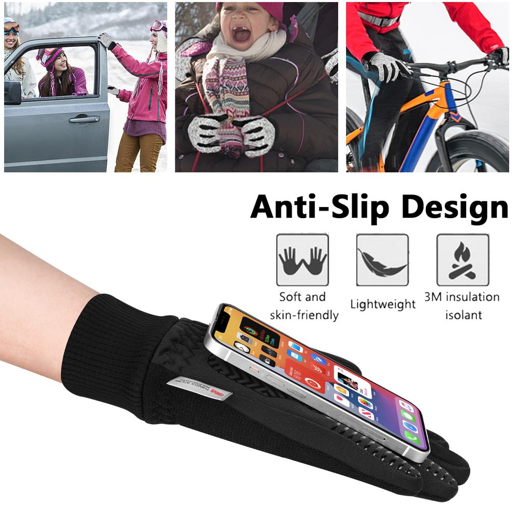 MOREOK -10℃ Winter Gloves Knitted Warm Thermal Gloves Touchscreen Bike Gloves Silica Anti-slip Bicycle Cycling Gloves Men Women 6