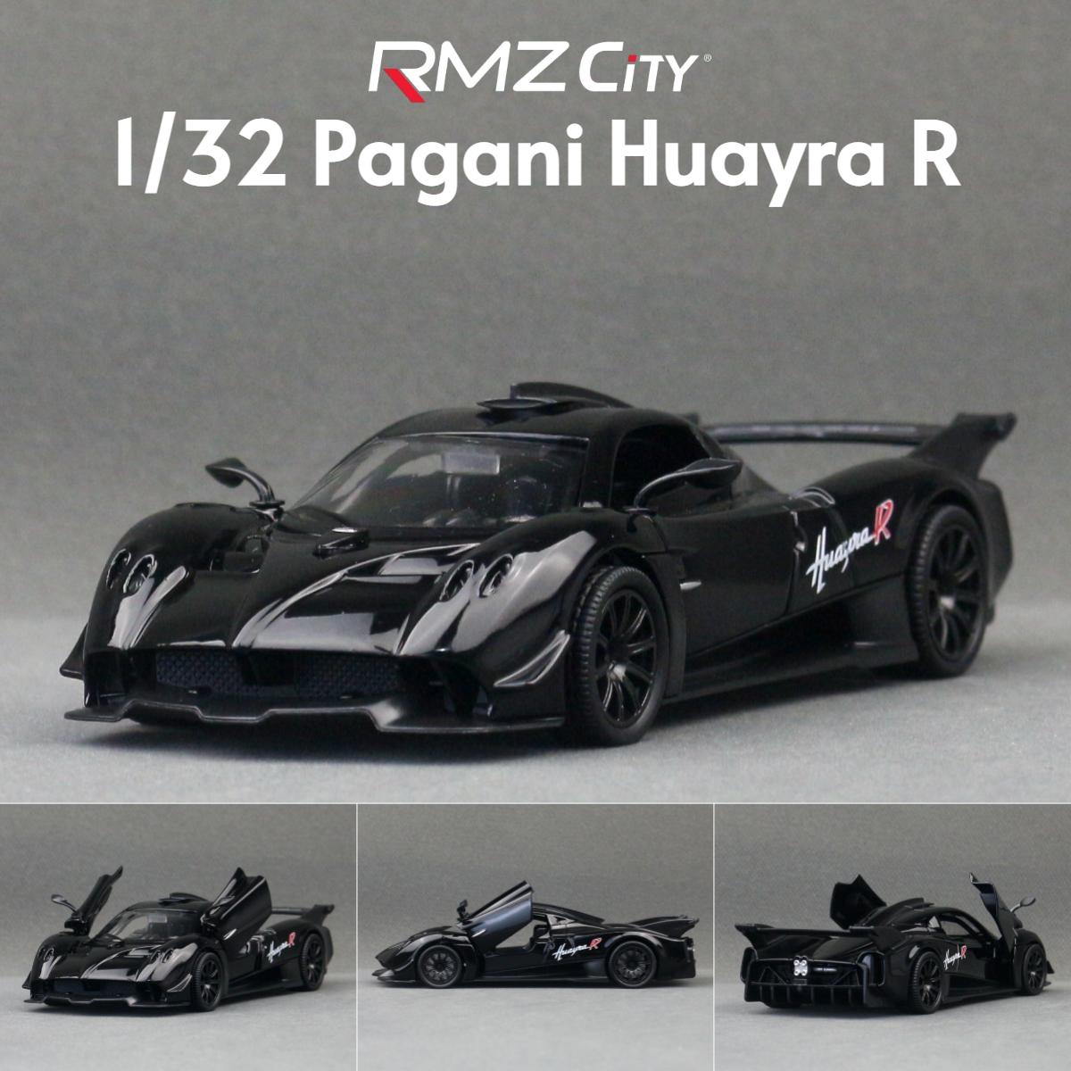 

1/32 Pagani Huayra R Toy Car Model RMZ CiTY Diecast Metal Miniature Super Sport Sound & Light Collection Pull Back Gift For Boys чёрный