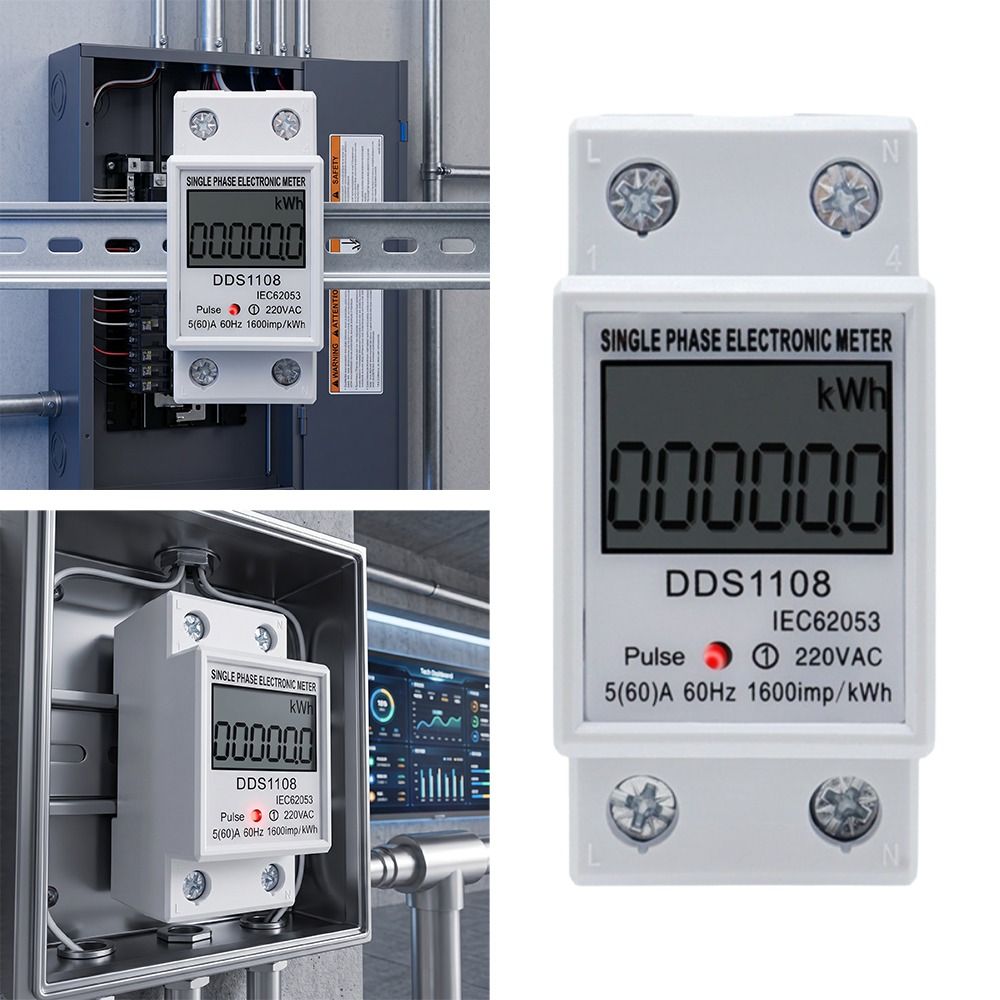 Multi-Function Single Phase Electric Energy Meter LCD Display LCD Energy Meter  Din Rail Mounting