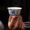 Tea Cup Blue and White Porcelain Master Entangled Lotus Household High-end Teacup Pressure Cup Ceramic Light Luxury