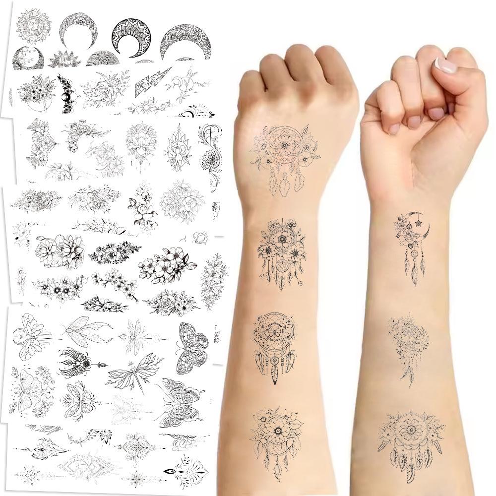 

Новые черно-белые тату-наклейки серии «Солнце и Луна» водонепроницаемые, подарок для вечеринки, забавные наклейки для лица Black and white series (10 sheets/pack)