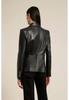 AL KHALID Klassischer echter Lammfell Leder Stilvoller Knopf Damen SCHWARZ Party Blazer