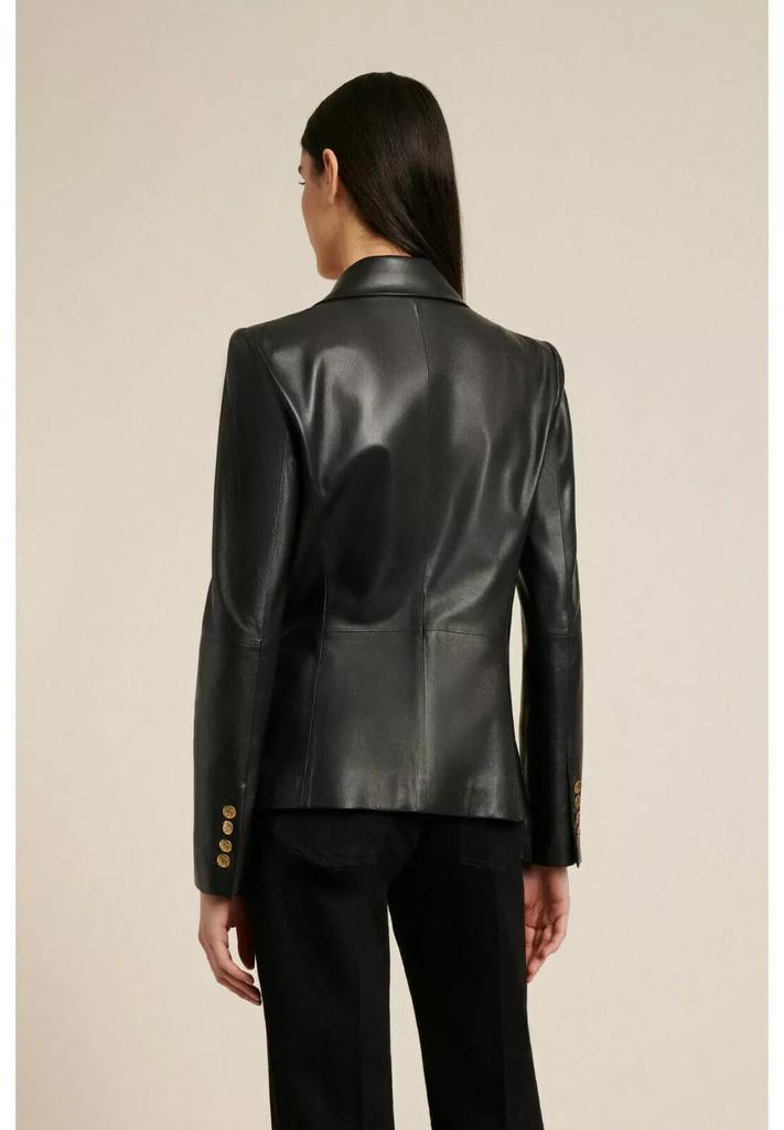 AL KHALID Klassischer echter Lammfell Leder Stilvoller Knopf Damen SCHWARZ Party Blazer