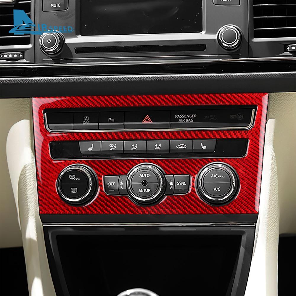 For Seat Leon 2013 2014 2015 2016 2017 2018 2019 2020 LHD RHD Car Central AC Button Panel Trim Real Soft Carbon Fiber Sticker