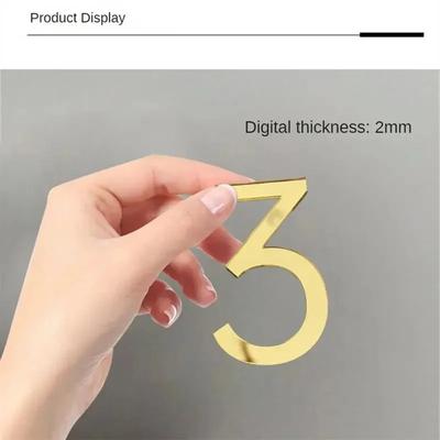 ZEXEF 3D Large 0-9 Number Self Adhesive Sticker White Gold Apartment Building Door Window Adress Mailbox Sign Decoration Plaques