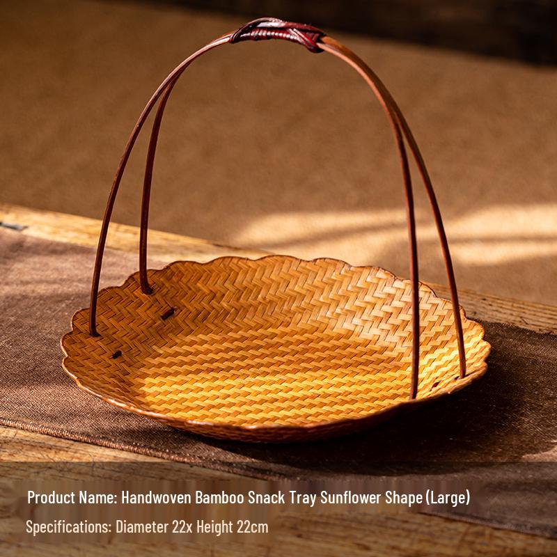Song Style Bamboo Woven Small Snack Tray: Chinese Tea, Fruit Plate, Wedding Ornament