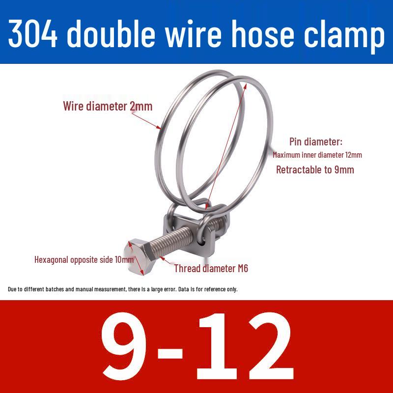 Doppeldraht-Schlauchschelle aus Edelstahl für Feuer-, Wasser-, Gasleitungen - Verdickt