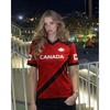 Maglietta da Calcio Y2k Estiva Canada Foglia d'Acero Striscia Diagonale, T-shirt Oversize Asciugatura Rapida Traspirante per Fan Nazionali Streetwear