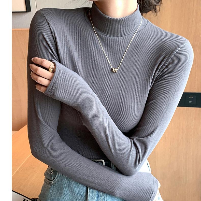 KOSY Knitted Half-turtleneck Pullovers Women Bottom Shirts Sweater Jumper Elegant Korean Long-sleeved Tops Knitwear