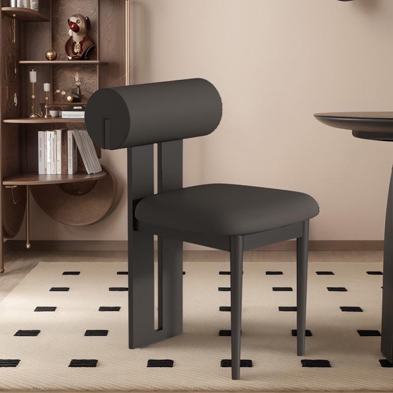 Nordic Solid Wood Dining Chair with Upholstered Soft Backrest - Cotton & Linen Fabric, Designer Style for Home or Cafe Use
