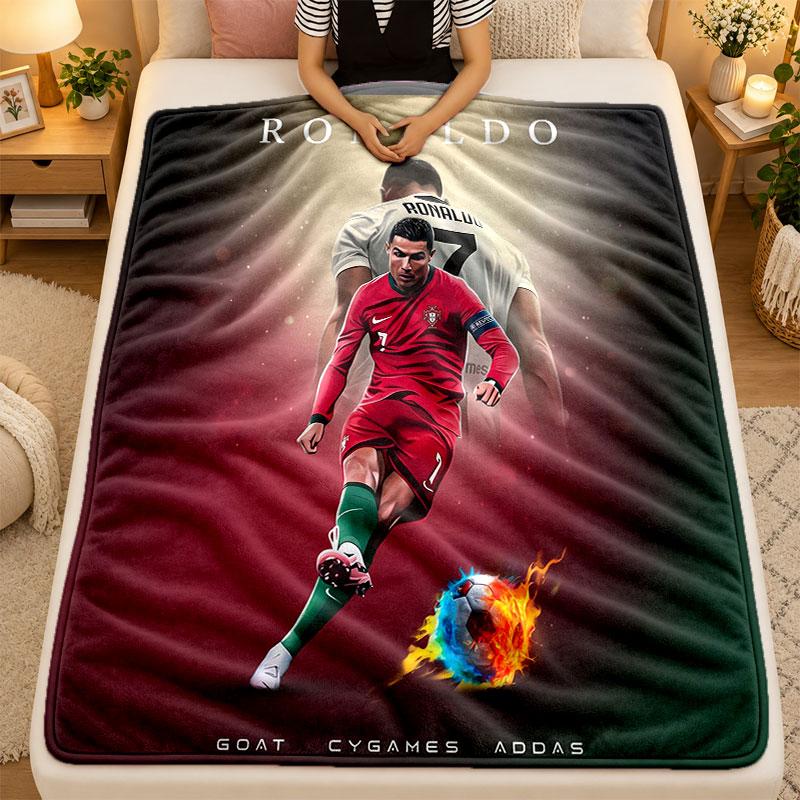 Flannel BlanketCristiano Ronaldo Warm Soft Throw Blanket for Indoor Sofa Bed Living Room Use