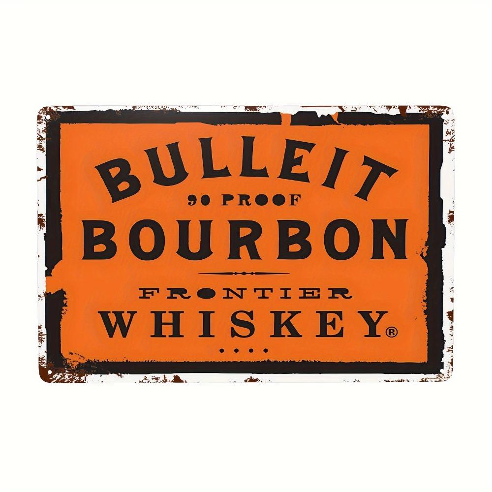 7.9 x11.9  Bulleit Bourbon Metal Sign | 1pc Vintage Tin Decor | Pre-Drilled, Rounded Corners, English Text for Bar, Home 20x30cm（7.8x11.8inch）