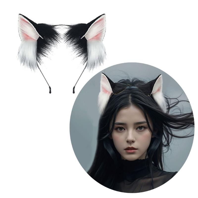 Cats Costume Accessories Cats Ear Headband Plush Tail Anime Cosplay Outfit for Women Masquerade Halloween Role Play