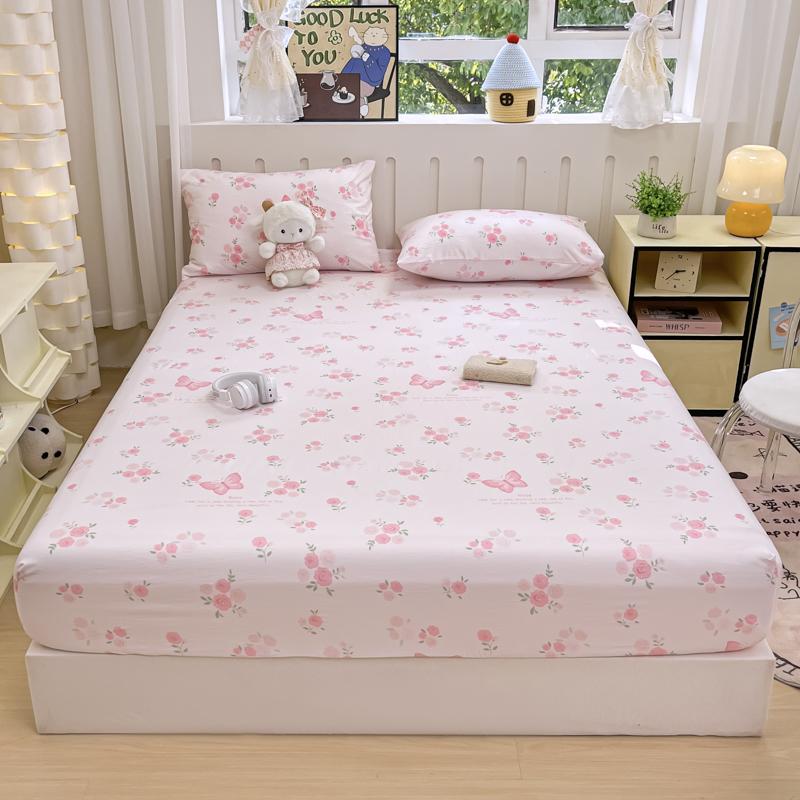 Cearșaf cu elastic ultra-moale, pre-spălat, cu motive florale, și fețe de pernă - se potrivește saltelelor de până la 25 cm, hipoalergenic, ușor de întreținut