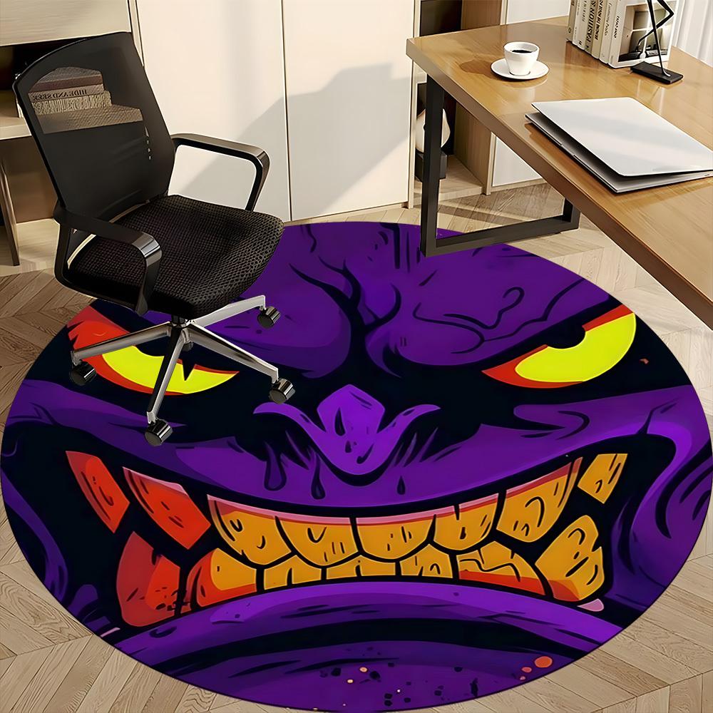 1PC Monster Face Office Round Area Rug, Indoor Mat Suitable ForOffice, Under Office Chairs Bedroom Living Room Home Decor, Room Deco,  f016