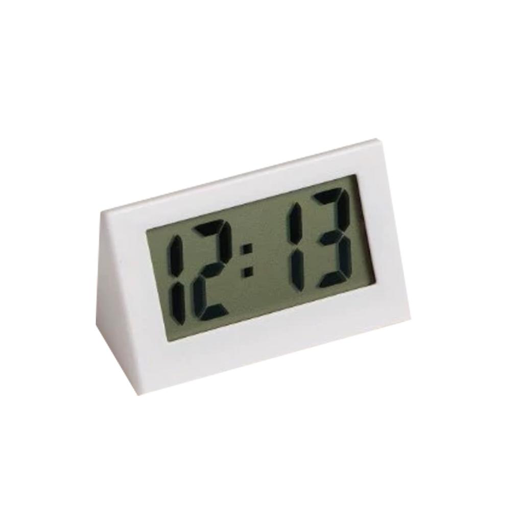 Small LCD Display Digital Electronic Clock for Desk, Slim Design, Multifunctional (White, 1pc, Includes Chinese Instructions)