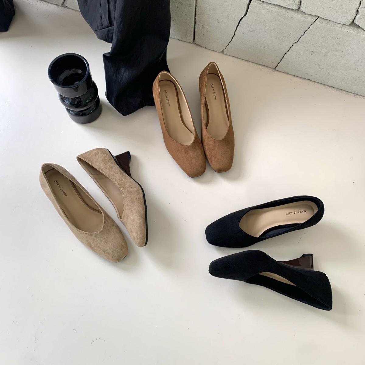 

2025 new round head suede shallow mouth slope high heel fashion versatile commuter work women s shoes 39 абрикосовый